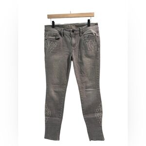 Bullhead Black Gray Embroidered Skinny Jeans Size 11‎ Southwestern Boho